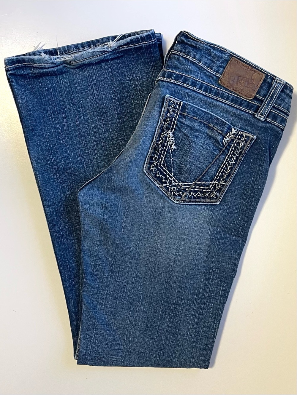 Y2K BKE Sabrina Jeans - Silver Stitching Bootcut & Dark Wash - Size 29 | 31.5
